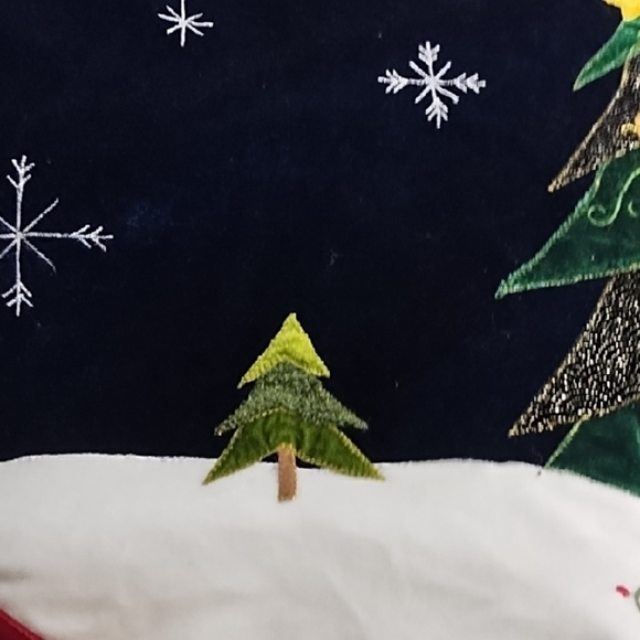 Festive Velvet Appliqued Snowman Tree Skirt Dark Navy - Picture 11 of 14